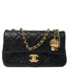 CHANEL Lambskin Quilted CC Pearl Crush Mini Rectangular Flap Black