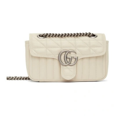 Gucci White Mini GG Marmont 2.0 Shoulder Bag