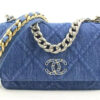 Chanel Wallet on Chain 22p Silver Gold Quilted 19 Flap Woc S126c49 Blue Denim Cross Body Bag