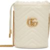 GUCCI White Mini GG Marmont Bucket Bag