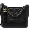 CHANEL Aged Calfskin Quilted Small Gabrielle Hobo Black