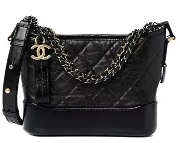 CHANEL Aged Calfskin Quilted Small Gabrielle Hobo Black